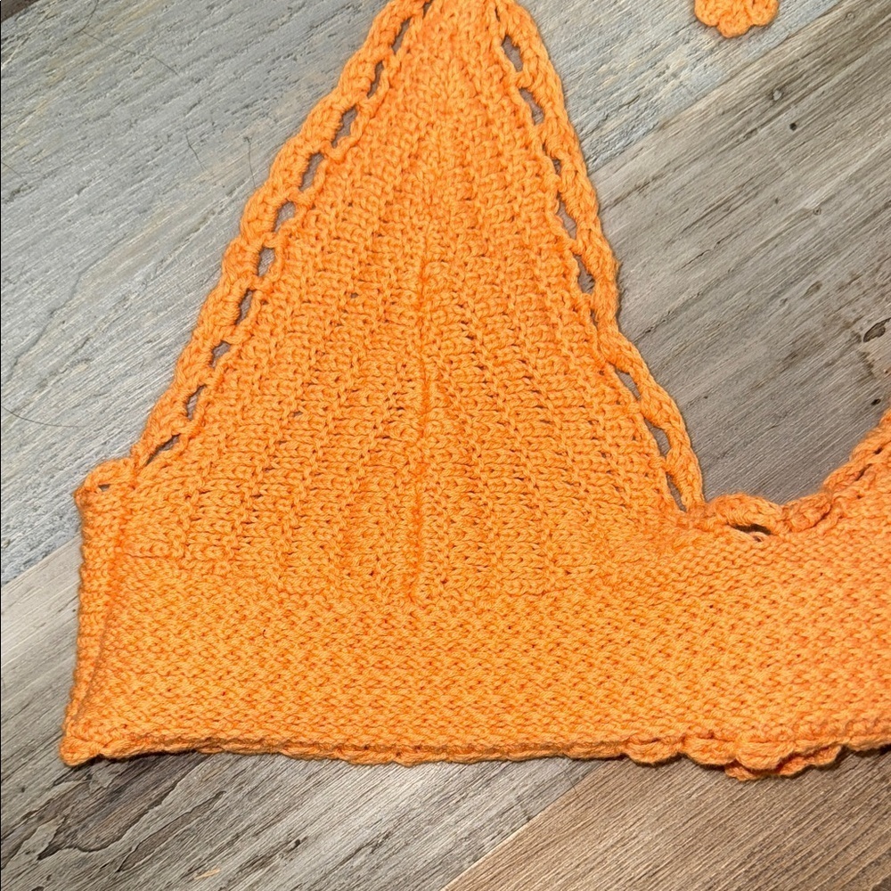 American Eagle Outfitters Orange Crochet Crop Top - Picture 3 of 4